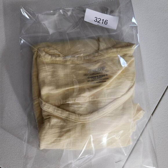 Chicos Top Womens Size 0 US XS Ultimate Tee Yellow 3/4 Sleeve Soft Cotton Blend - Picture 13 of 13